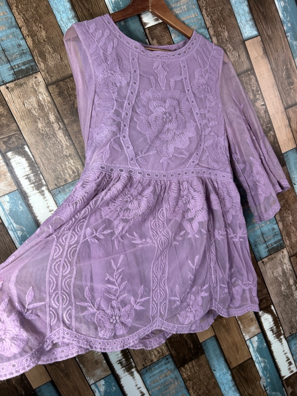 entro Purple Layered Lace Bohemian Top - Picture 6 of 11